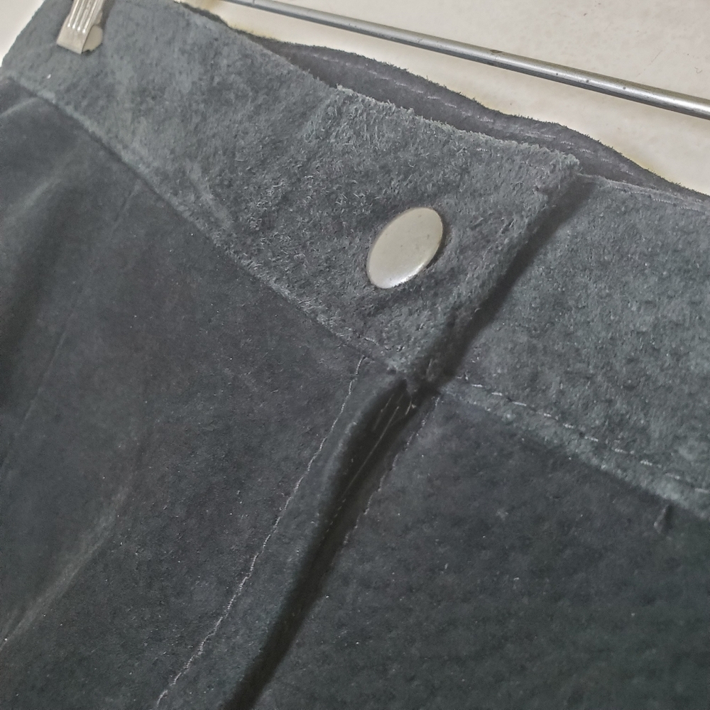 Vintage Hasting & Smith Black Suede Leather Pencil Skirt Size 6 - Picture 2 of 11